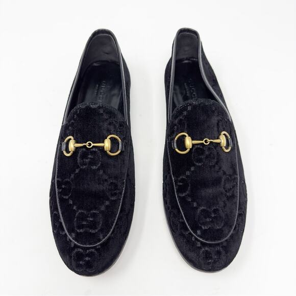 Gucci Jordaan GG Horsebit Velvet Loafers Flats - Picture 3 of 13